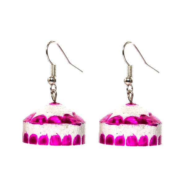 Pink Bordered White Earring